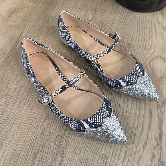 Coach x Tabitha Simmons Harriette Snakeskin and Glitter Ballet Flat - Picture 2 of 10